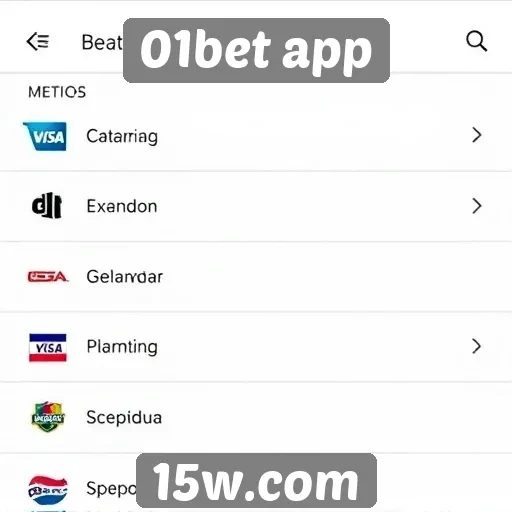 Métodos de pagamento disponíveis no 01bet app